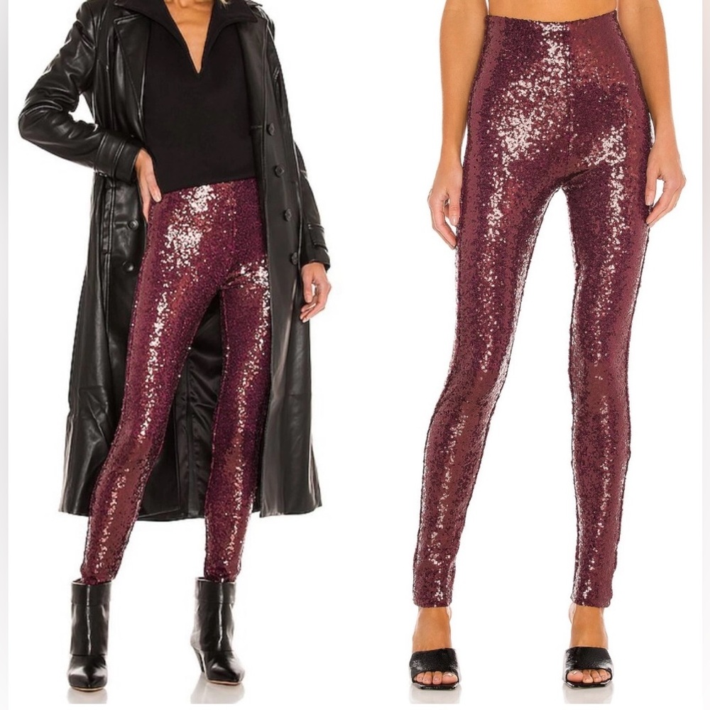 Burgundy Sequin Legging by Commando, Medium